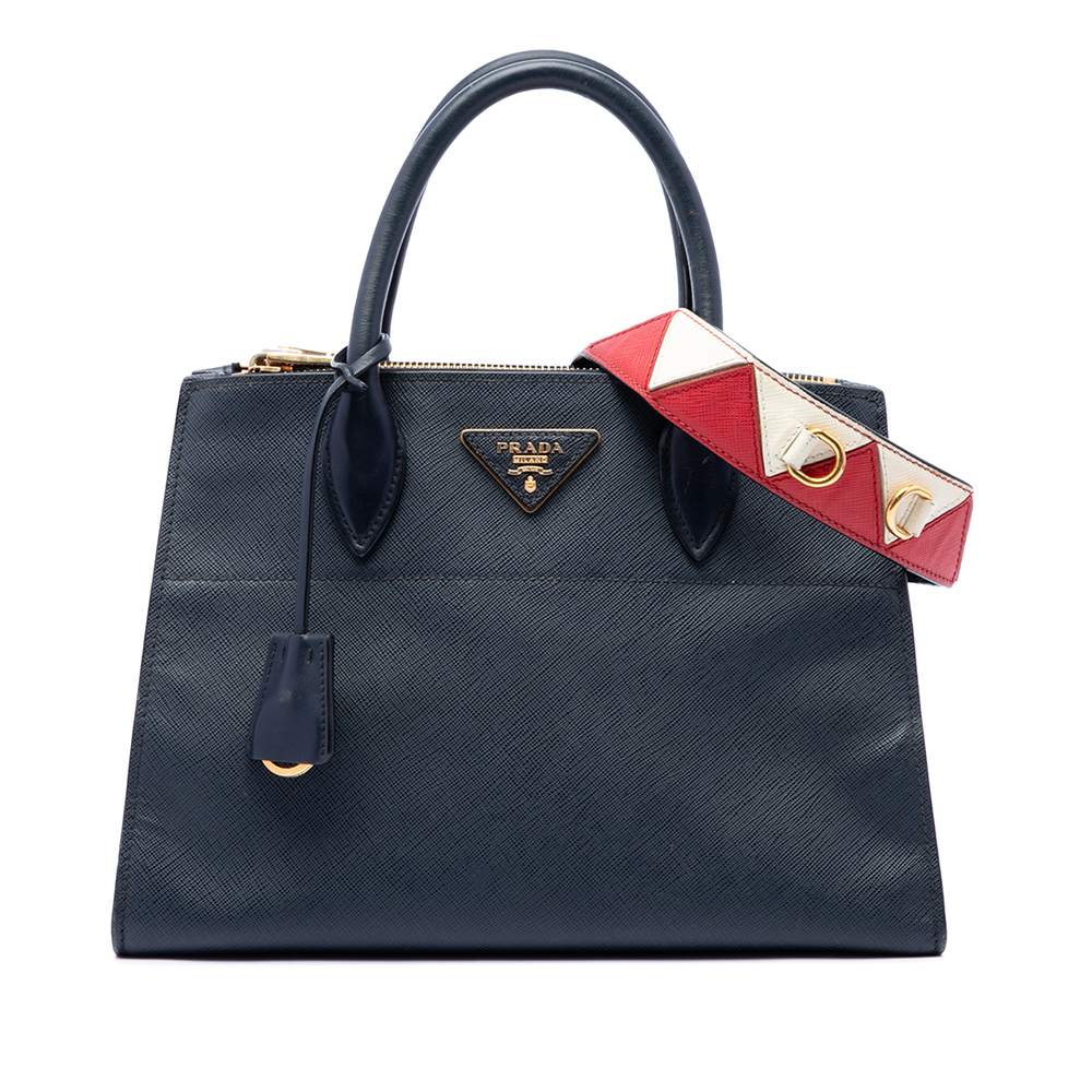 Pre-Loved Prada City Calf Trimmed Saffiano Greche Paradigme Bag